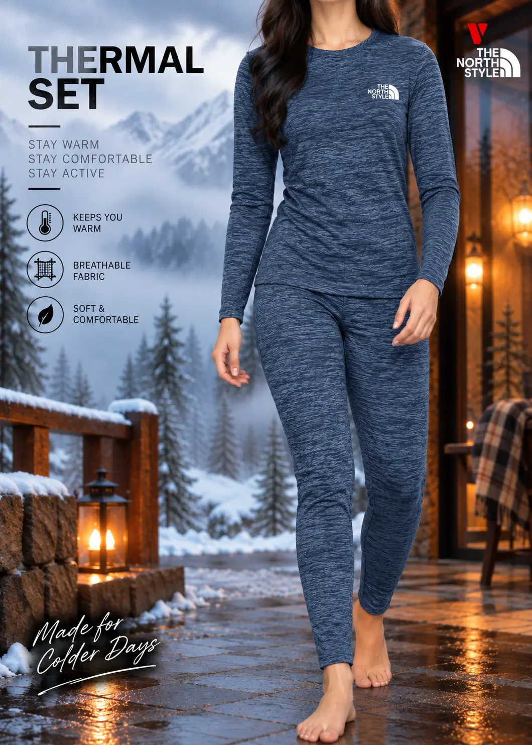 Navy Color Premium Thermal Set For Women